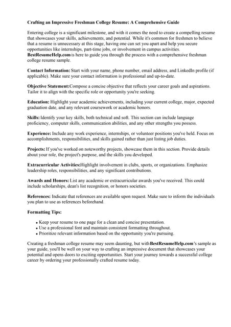 Resume In English For Fresh Graduate - Freshmancollegeresumesample 240210164837 7c8e4dcd Thumbnail 