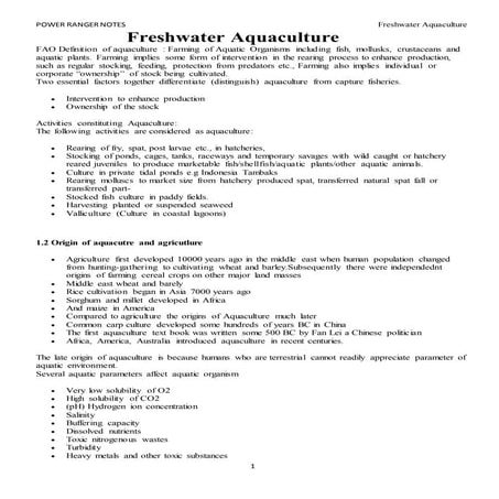 Freshwater aquaculture 2nd sem (full syllabus)