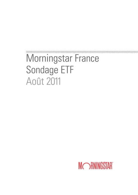Sondage ETF - Août 2011