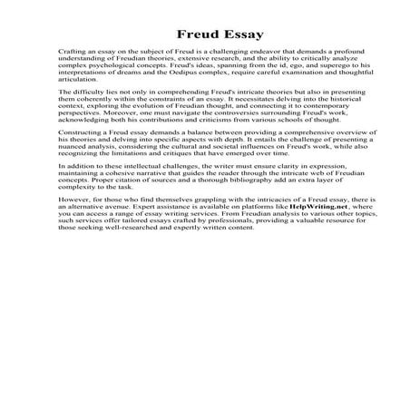 Freud Essay. The Autobiography of Sigmund Freud by Sigmund Freud