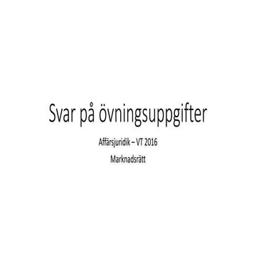 Frågor och svar övningsuppgifter marknadsrätt 