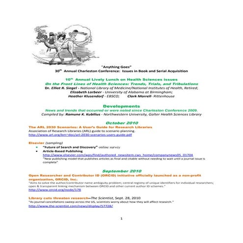 On the Front Lines of Health Sciences: Trends, Trials, and Tribulations (10th...