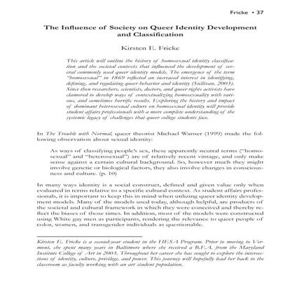 The Influence of Society on Queer Identity Development and Classification