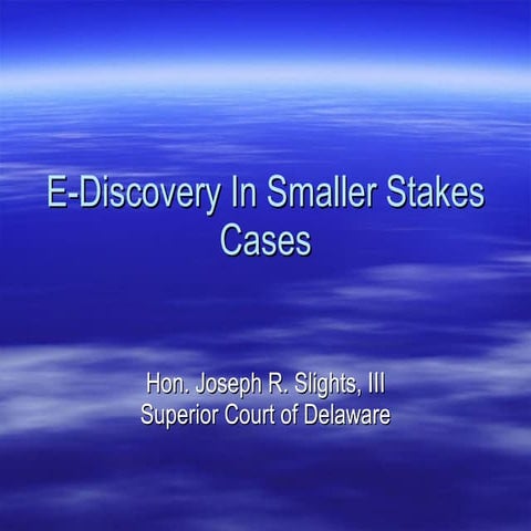 EDI 2009 Smaller Stakes Litigation