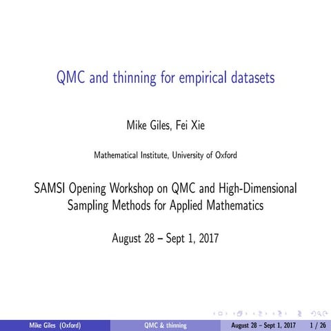 Program on Quasi-Monte Carlo and High-Dimensional Sampling Methods for Applie...