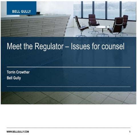 Meet The  Regulator (Torrin Crowther, Bell Gully)