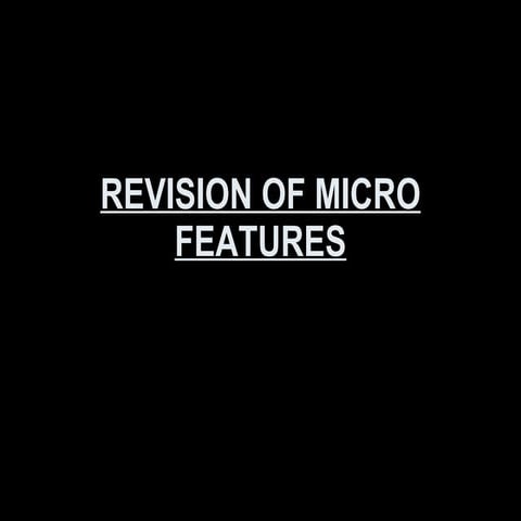 Revision of micro features: Cinematography