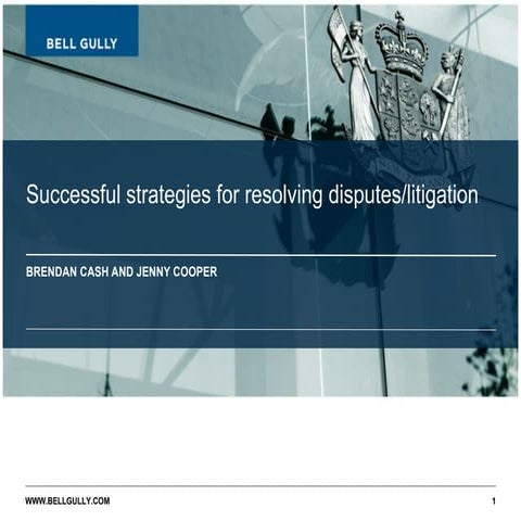 Successful Strategies For Resolving Disputes (Jenny Cooper and Brendan Cash, ...