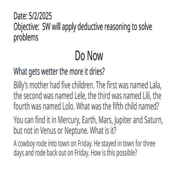 Logic riddles and puzzles for middle and high school learners | PPTX