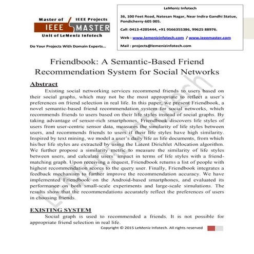 Friendbook a semantic based friend recommendation system for social networks
