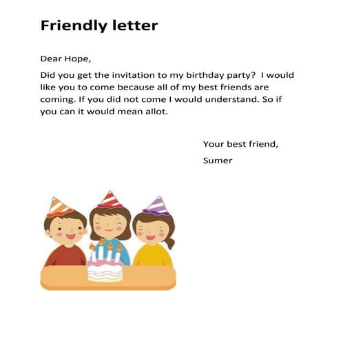 Friendly letter