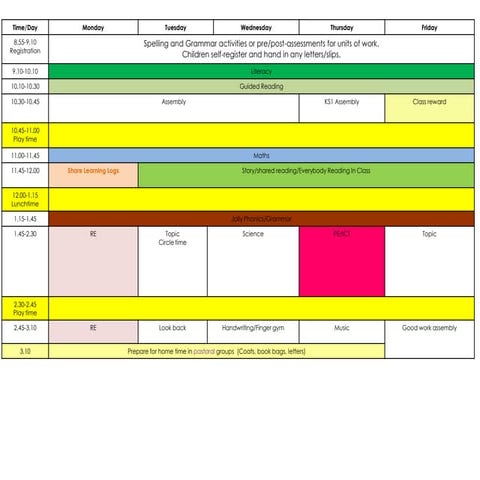 Friendship class timetable | PPTX