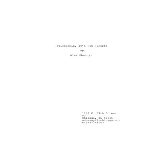 Friendship, It's Not (Short)