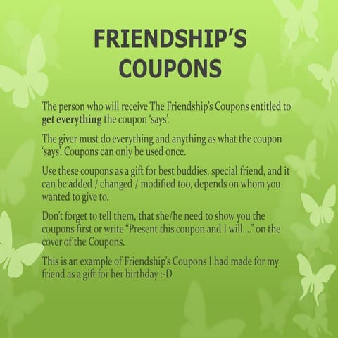 Friendship’s coupons