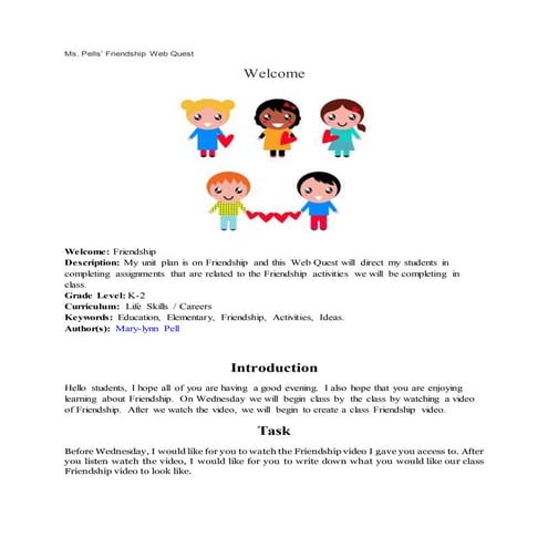 Friendship web quest