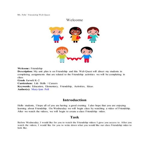 Friendship web quest