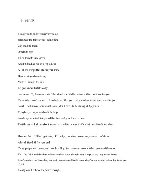 Friends Lyrics | PDF