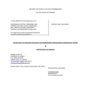 Friends of lanai filing on transcripts