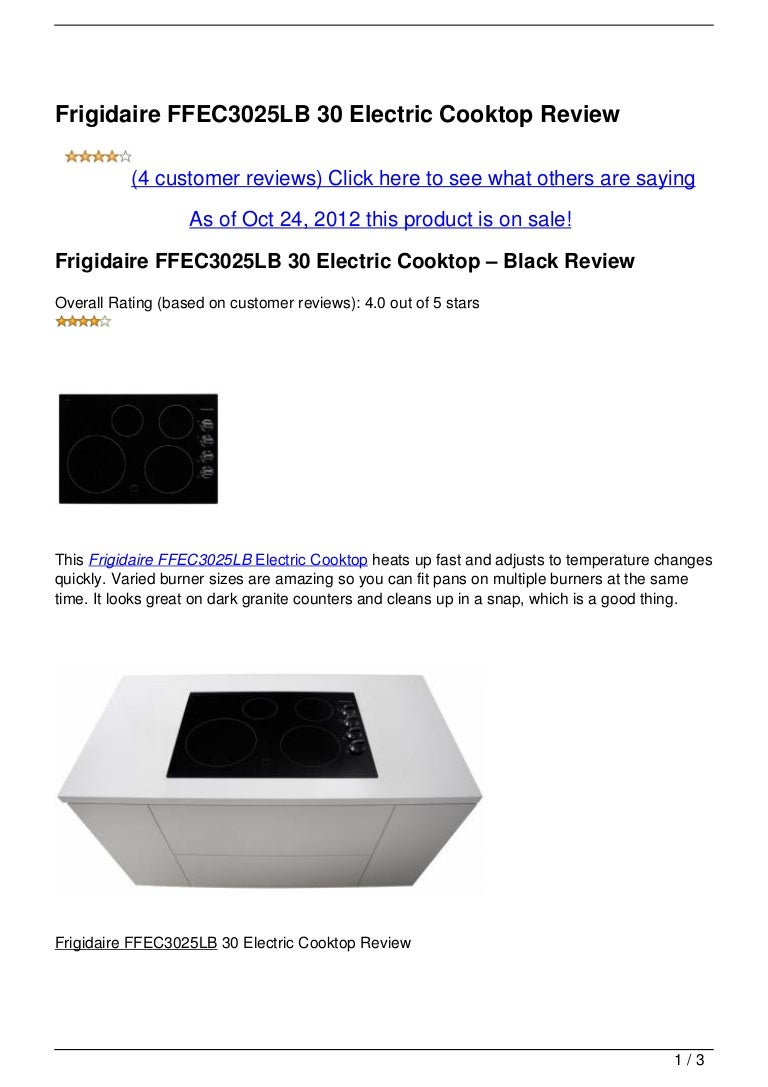 Frigidaire Ffec3025lb 30 Electric Cooktop Review