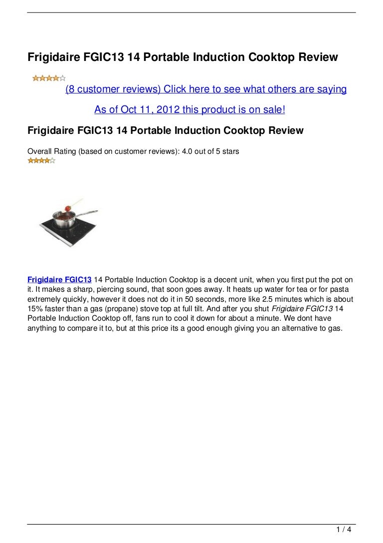 Frigidaire Fgic13 14 Portable Induction Cooktop Review