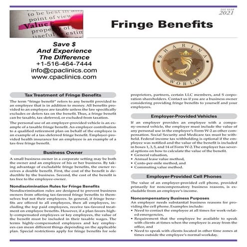 Fringe benefits 2021