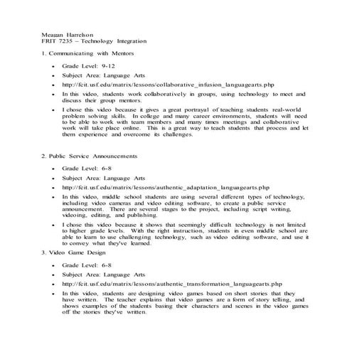 FRIT 7235 – Technology Integration