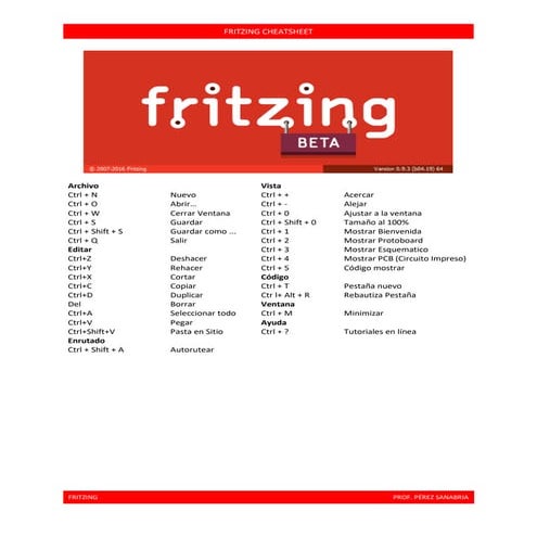 Fritzing Software Cheatsheet