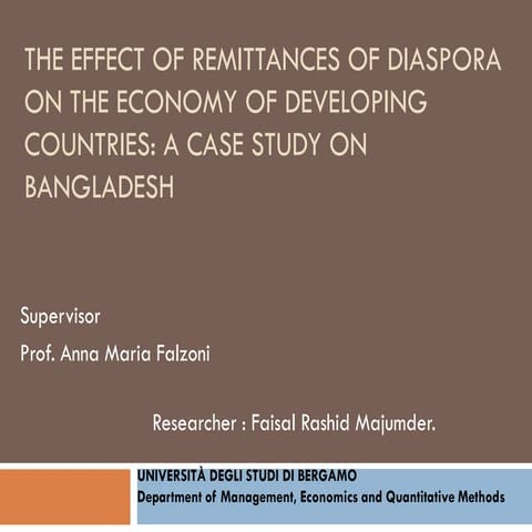 THE EFFECT OF REMITTANCES OF DIASPORA ON THE ECONOMY OF DEVELOPING COUNTRIES:...