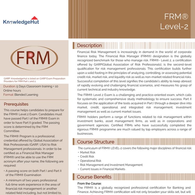 FRM Level 2 brochure
