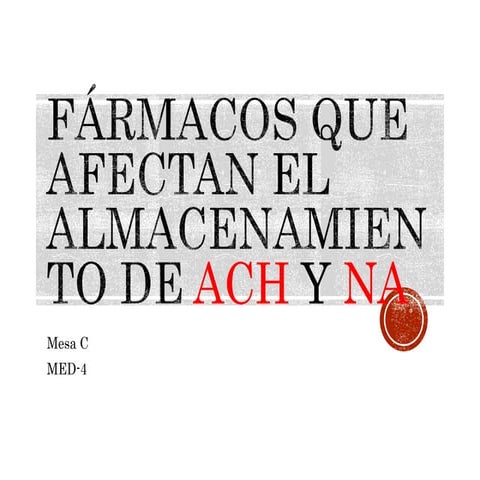 Fármacos que afectan el almacenamiento de acetilcolina y noradrenalina