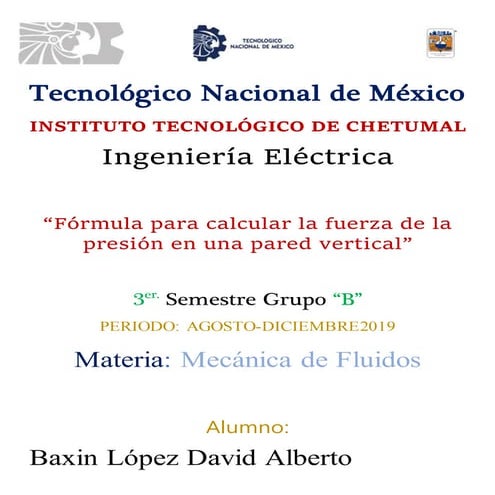 Fórmula de la fuerza de la presión en una pared vertical