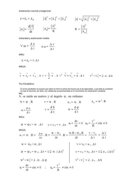 formula de cinematica