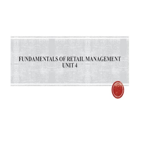 Fundamentals of retail management chapter 4