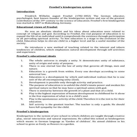 Froebel's Kindergarten System