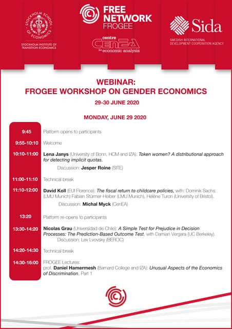 Program: Workshop on Gender Economics