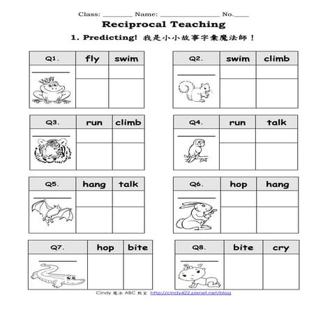 Frogs Can't Fly reciprocal teaching worksheets (Cindy Shen) | PDF