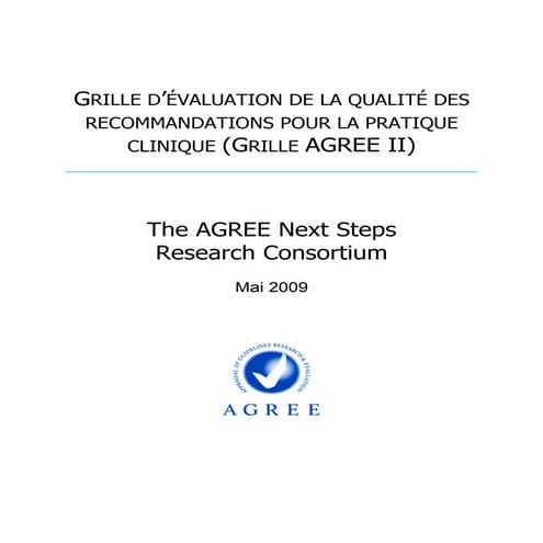 Grille AGREE ll pour des lignes directrices - webinaire du Club de lecture en linge le 20 juin 2019