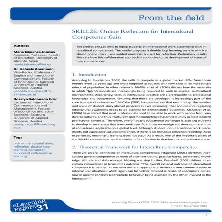 SKILL2E: Online Reflection for Intercultural Competence Gain