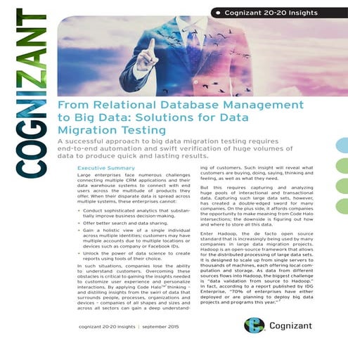 From Relational Database Management to Big Data: Solutions for Data Migration...