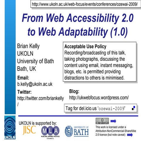 From Web Accessibility 2.0 to Web Adaptability (1.0)
