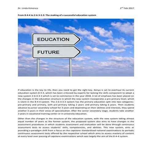 From 8 4-4 to 2-6-3-3-3 the making of a successful education system | PDF