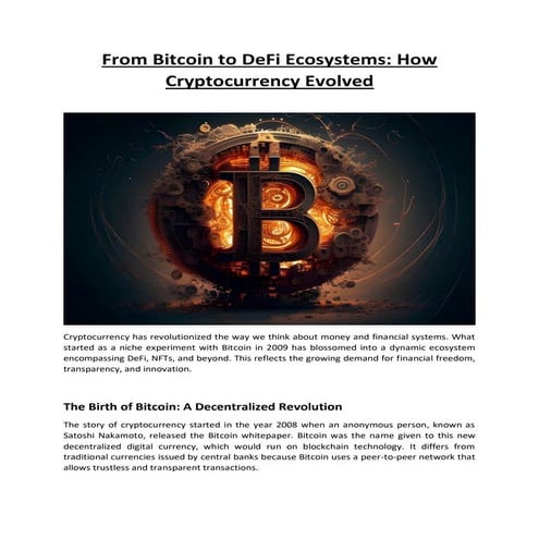 From Bitcoin to DeFi Ecosystems : How Crypto Currency Evolved