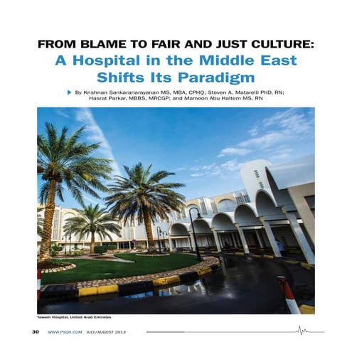 From blame to fair and just culture a hospital in the middle east shifts its paradigm