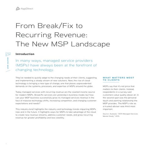 MSP Industry Brief - From Break / Fix to Recurring Revenue 