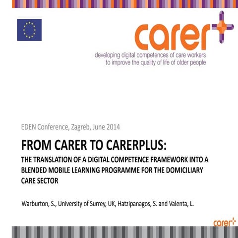 From Carer to Carerplus: Developing Digital Skills in Care Workers