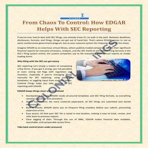 From Chaos To Control: How EDGAR Helps With SEC Reporting
