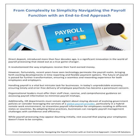 From Complexity to Simplicity: Navigating the Payroll Function with an End-to...