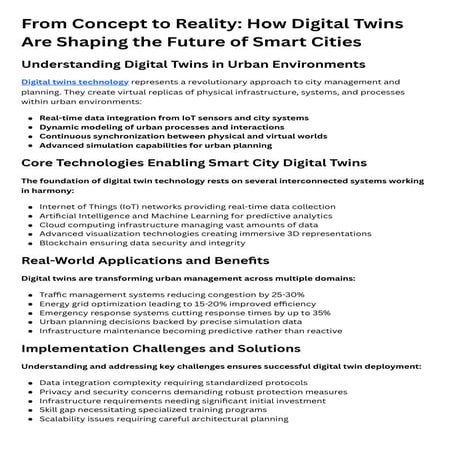 The Smart City Revolution: Digital Twins as Urban Intelligence Platforms