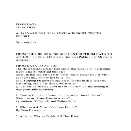 FROM DATA  TO ACTIONA HARVARD BUSINESS REVIEW INSIGHT CE.docx