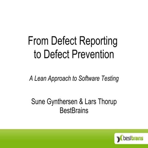 From defect reporting to defect prevention